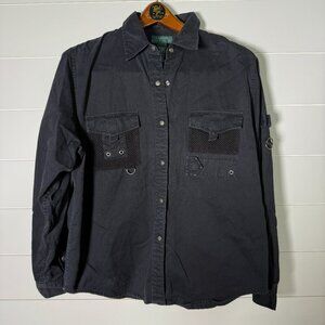 Lauren Ralph Lauren Safari Shirt with Pockets Black Size Large Vintage